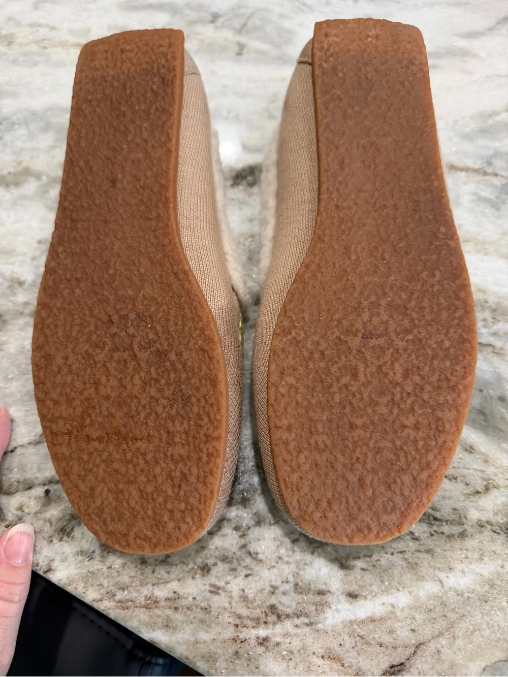 Rothy's Brown Women’s Slip-On Slippers with Neon Yellow Stitching
